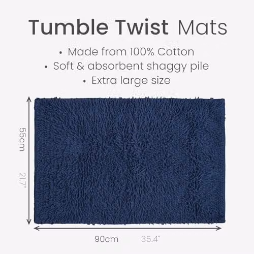 Allure Bath Fashions Tumble Twist Bath Mat, 100% Cotton, Blue, W: 55 cm, D: 90 cm – 3