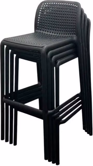 SPETLEK Black Stacking Bar Stools, Pack of 4, Matt Finish – 1