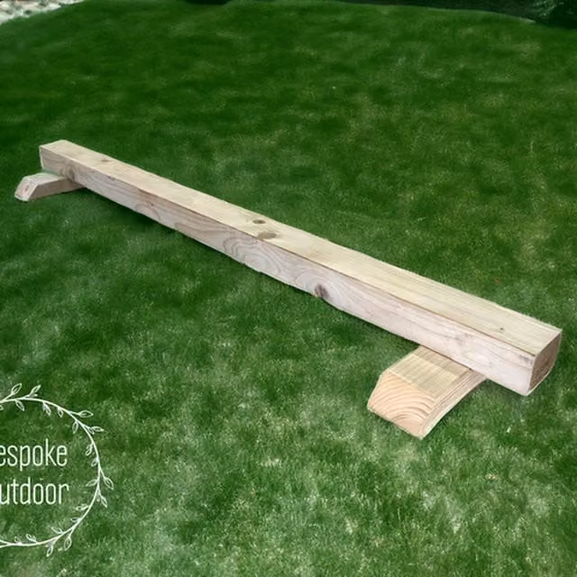 Bespoke Outdoor Wooden Childrens Straight Balance Beam Activity in Brown