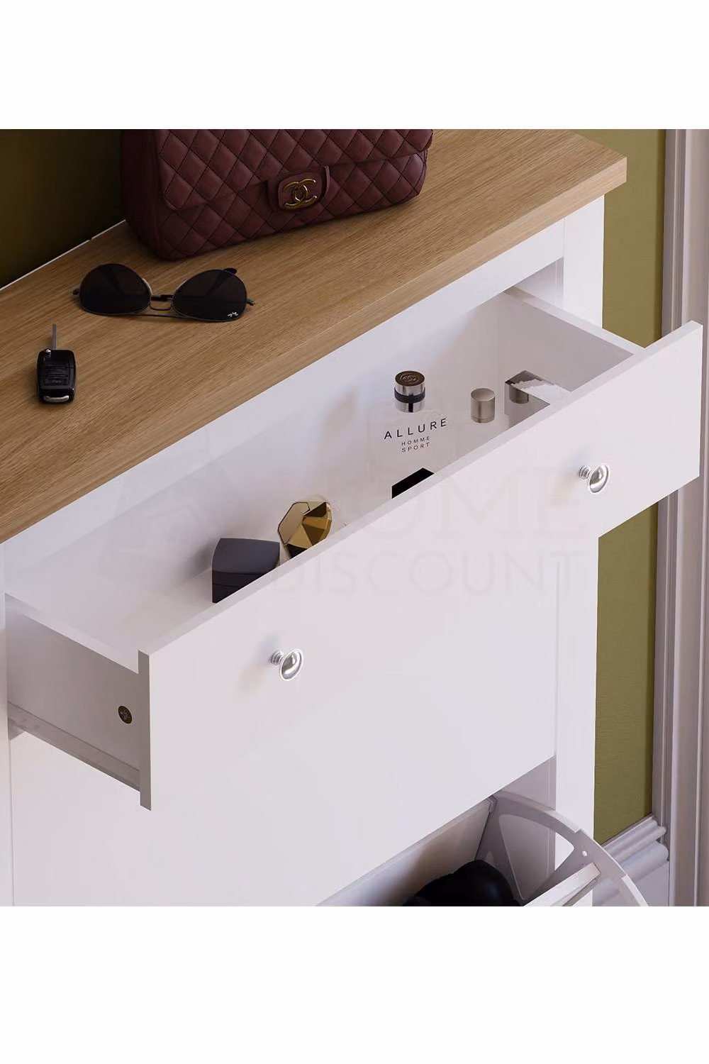 Vida Designs Arlington Compact Hallway Shoe Storage Cabinet Unit in White – 3