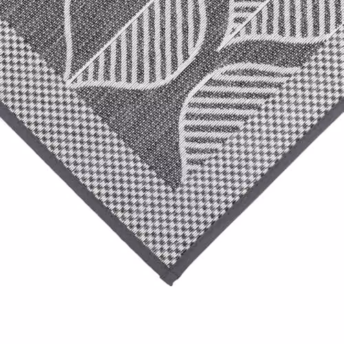 JVL Expression Machine Washable Entrance Runner Doormat with Leaves Design in Grey and White, W: 50 cm, L: 150 cm – 2