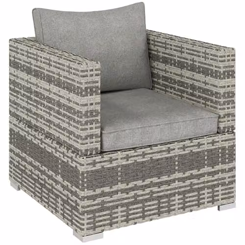 Outsunny Modern Grey Rattan Garden Chair for Terrace and Garden – 1