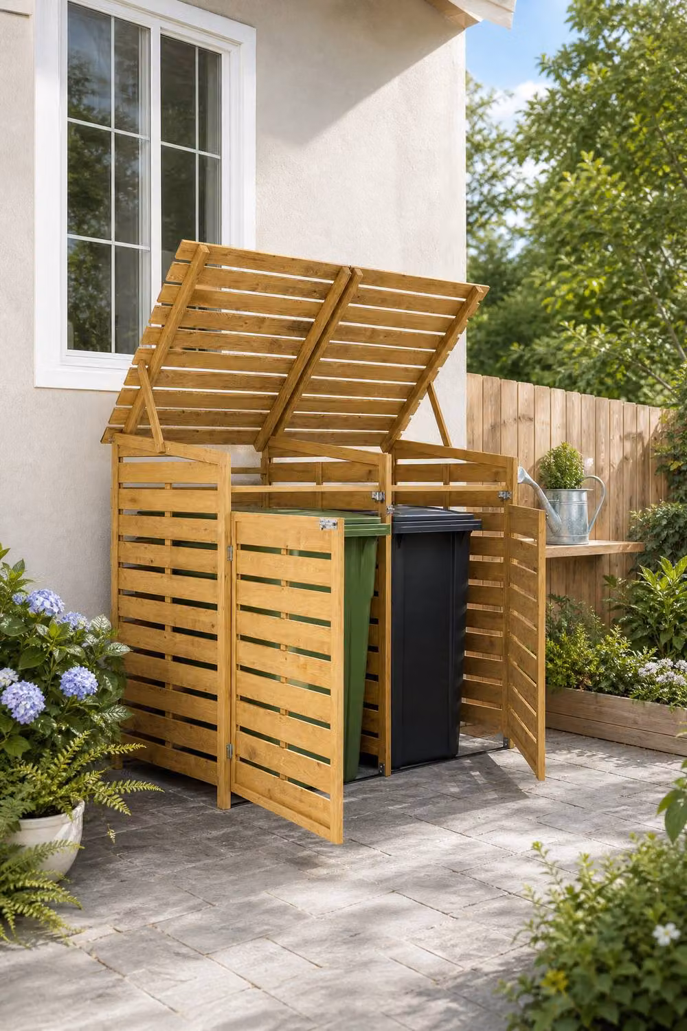 Garden Sanctuary Rustic Brown Spruce Wood Bin Store Garden Storage Shed W/D/H: 149.0 x 122.5 x 86.0 cm – 2