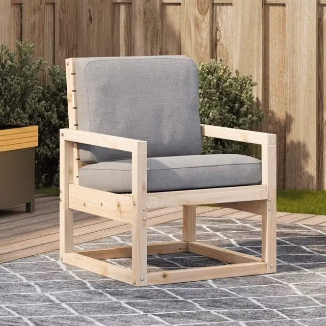 Berkfield Home Rustic Brown Solid Wood Pine Garden Chair W: 57.5 cm, D: 63 cm, H: 76 cm – 1