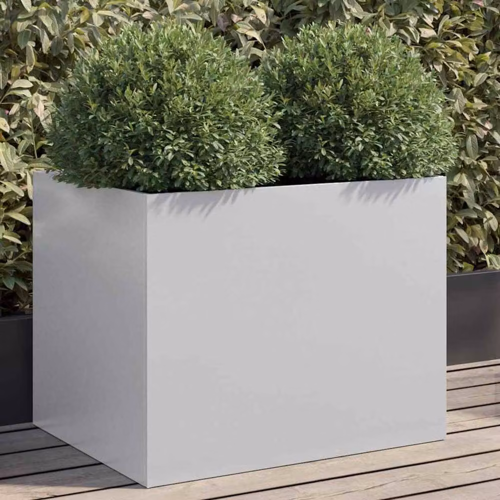 Berkfield Home Silver Galvanised Steel Planter Tub, W: 62 cm, D: 47 cm, H: 46 cm – 2