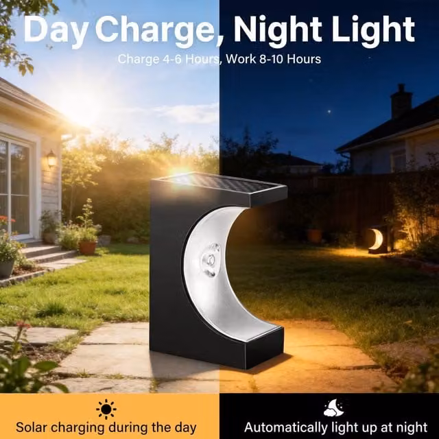 INMTFEI Solar Pathway Lights, 4 Pack, Waterproof Garden Lamps in Black with Warm White Light – 1