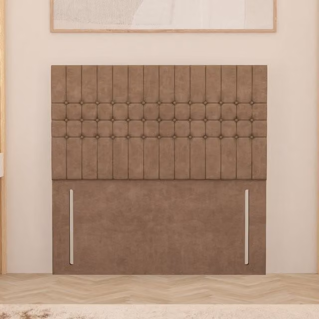 Somnior Beds Ltd Lexington Floor Standing Upholstered Plush Velvet Headboard in Beige or Brown