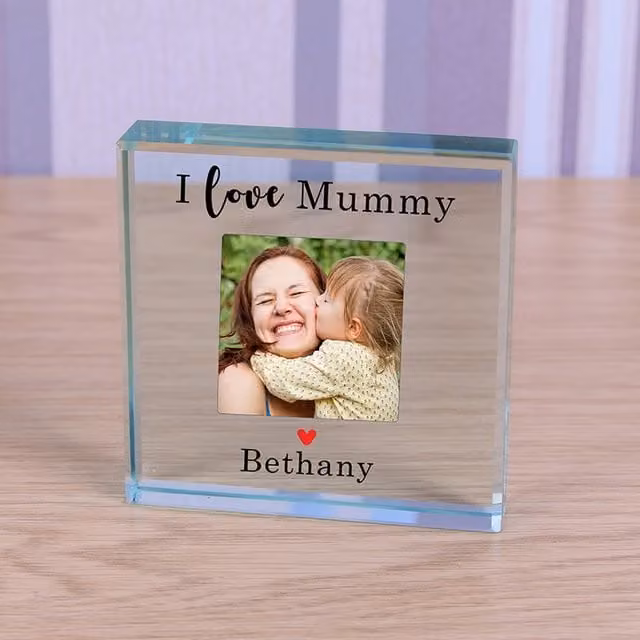 Uniqueful Personalised Love Mummy Glass Token in Transparent and White for Mother's Day