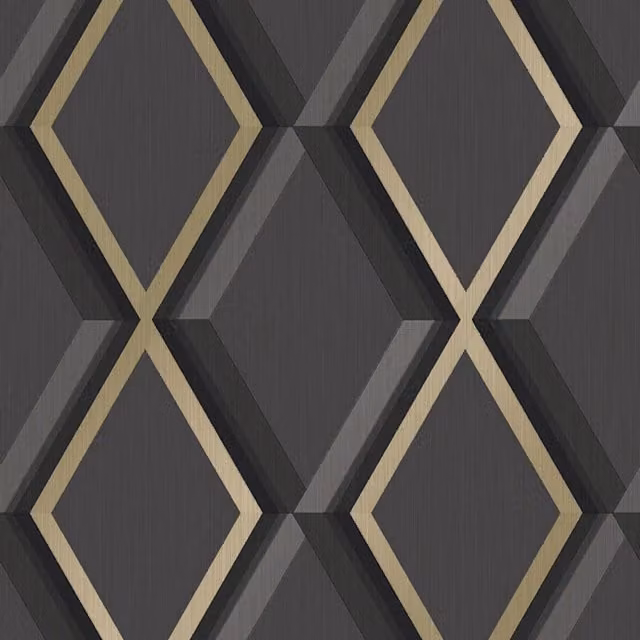 I Love Wallpaper Profile Geometric Abstract Art Deco Wallpaper in Black and Grey