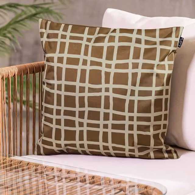 ICON Mark Making Square Cushion, Chocolate Brown, W/D/H: 43 x 43 x 43 cm