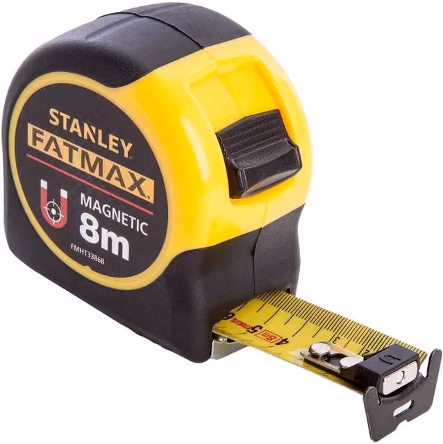 Stanley Fatmax Magnetic Tape Measure in Black and Yellow, 8m