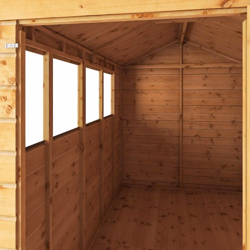 Mercia 10 x 6 Feet Shiplap Apex Gable Shed in Brown Natural Wood, W: 190.5 cm, D: 296.6 cm, H: 222.2 cm – 2
