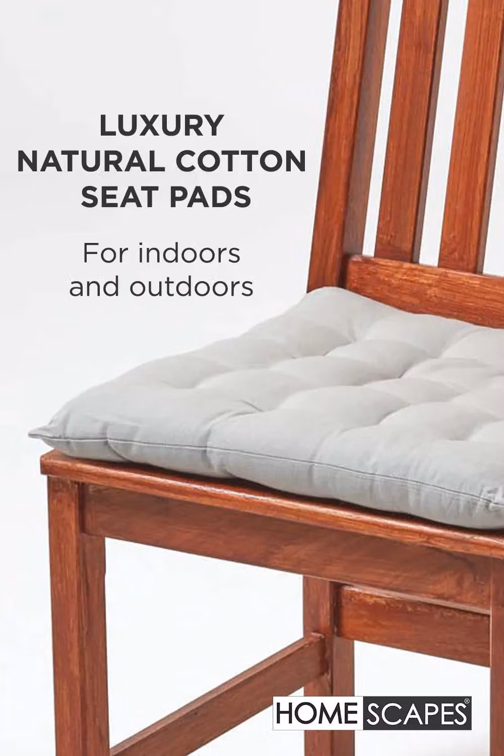 Homescapes Set of 4 Grey Quilted Cotton Seat Pads, W/D/H: 40 x 40 x 6.5 cm – 2