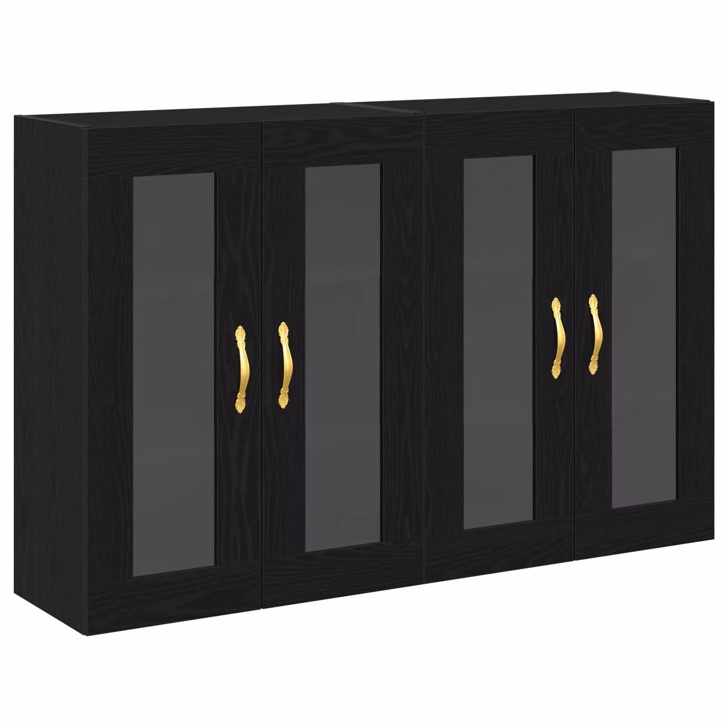 Berkfield Home Set of 2 Wall Mounted Modern Cabinets in Black Oak with Glass Doors, W/D/H: 69.5 x 34 x 90 cm – 2