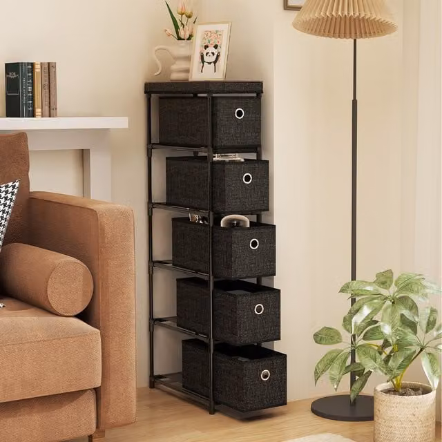 Costway Industrial 5 Drawer Freestanding Dresser in Black