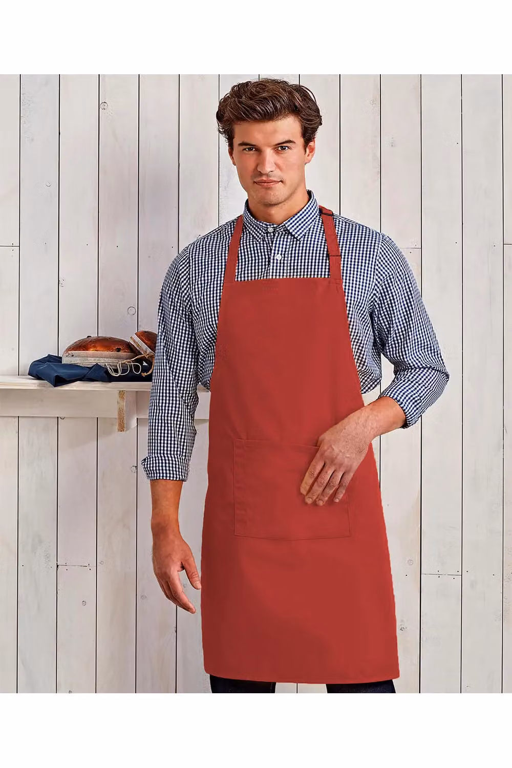 Premier Workwear Red Bib Apron with Pocket, Large – 3