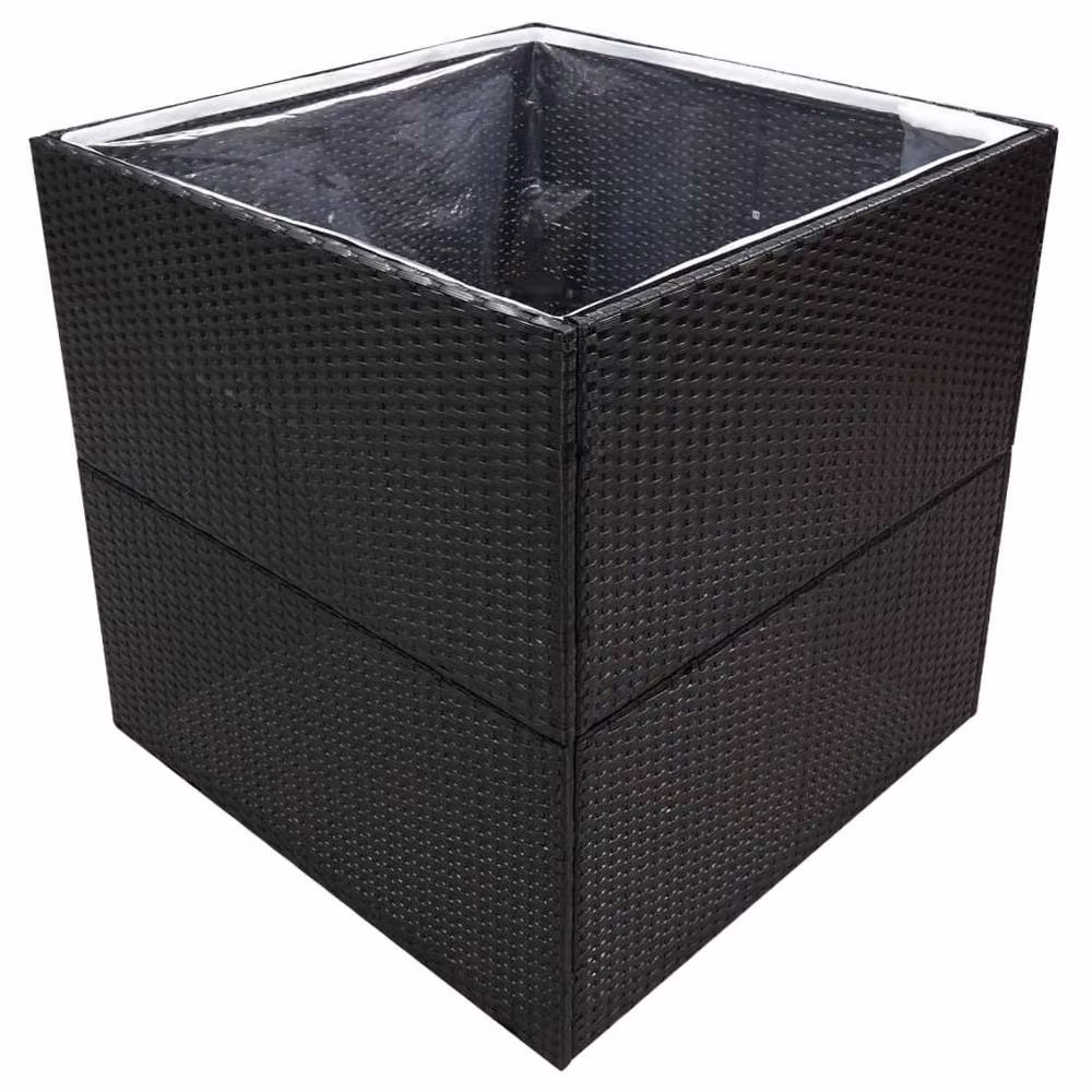 Berkfield Home Black Poly Rattan Garden Planter Tub W/D/H: 80 x 80 x 80 cm – 2