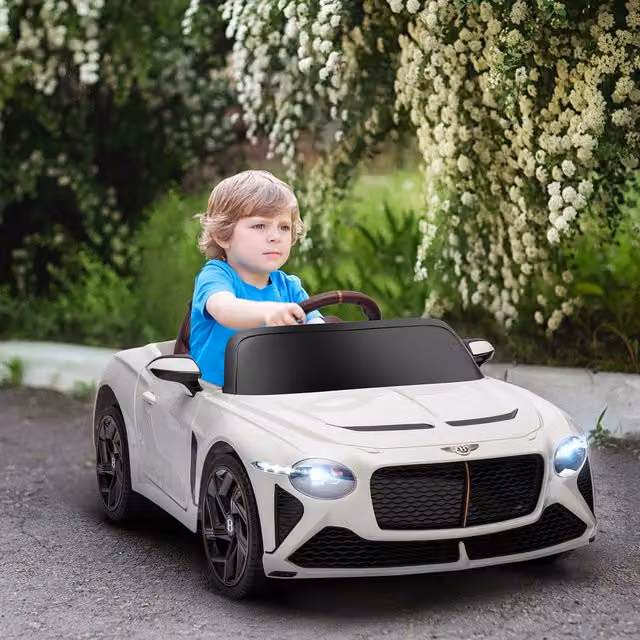 HOMCOM Bentley Bacalar Licensed 12V Kids Electric Ride-On Car with Remote Control, White