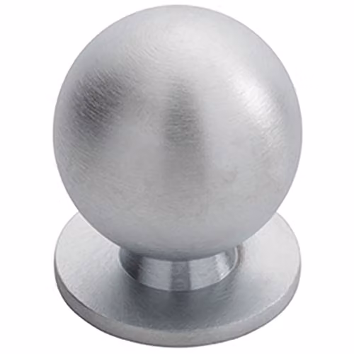 Loops Brushed Satin Chrome Solid Ball Cupboard Door Knob, 30mm Diameter