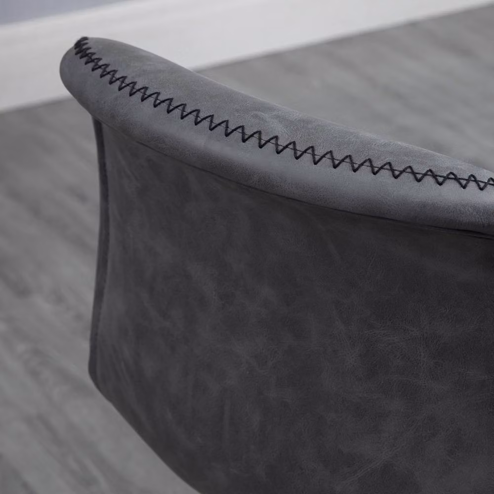Wyld Haus Moretta Set of 2 Grey PU Leather Bar Stools with Backrest and Footrest – 7
