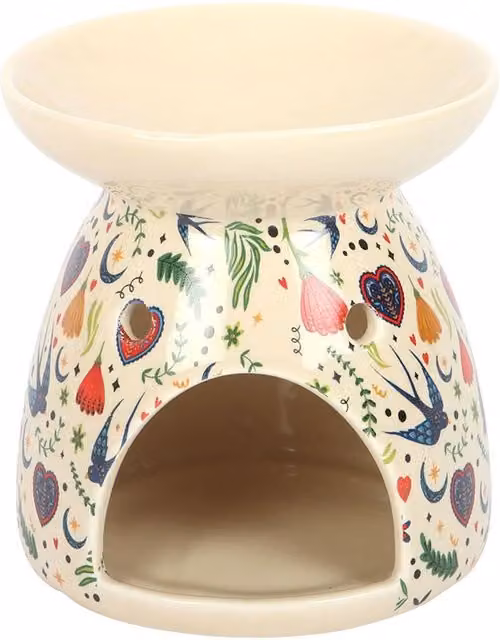 Something Different Midnight Bloom Print Oil Burner in Cream, Beige, Yellow and Multicolour
