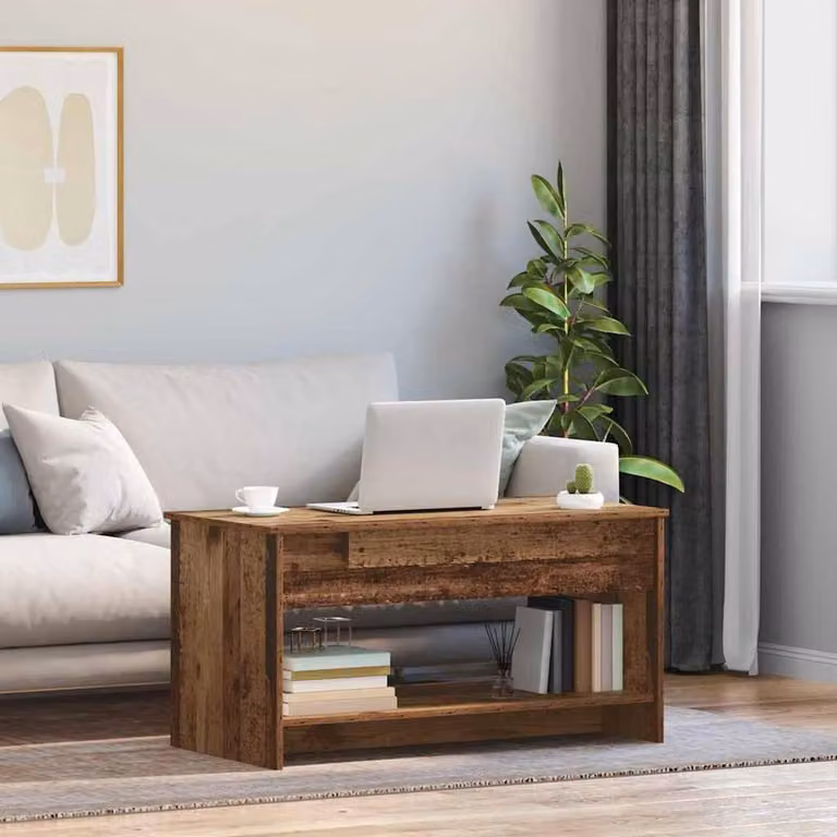 Berkfield Home Modern Rectangular Coffee Table in Brown, W/D/H: 102 x 50 x 52.5 cm