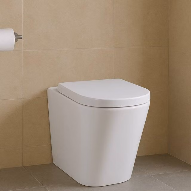 Bathroom Kingdom Milan Rimless Back To Wall Toilet with Soft Close Seat in White