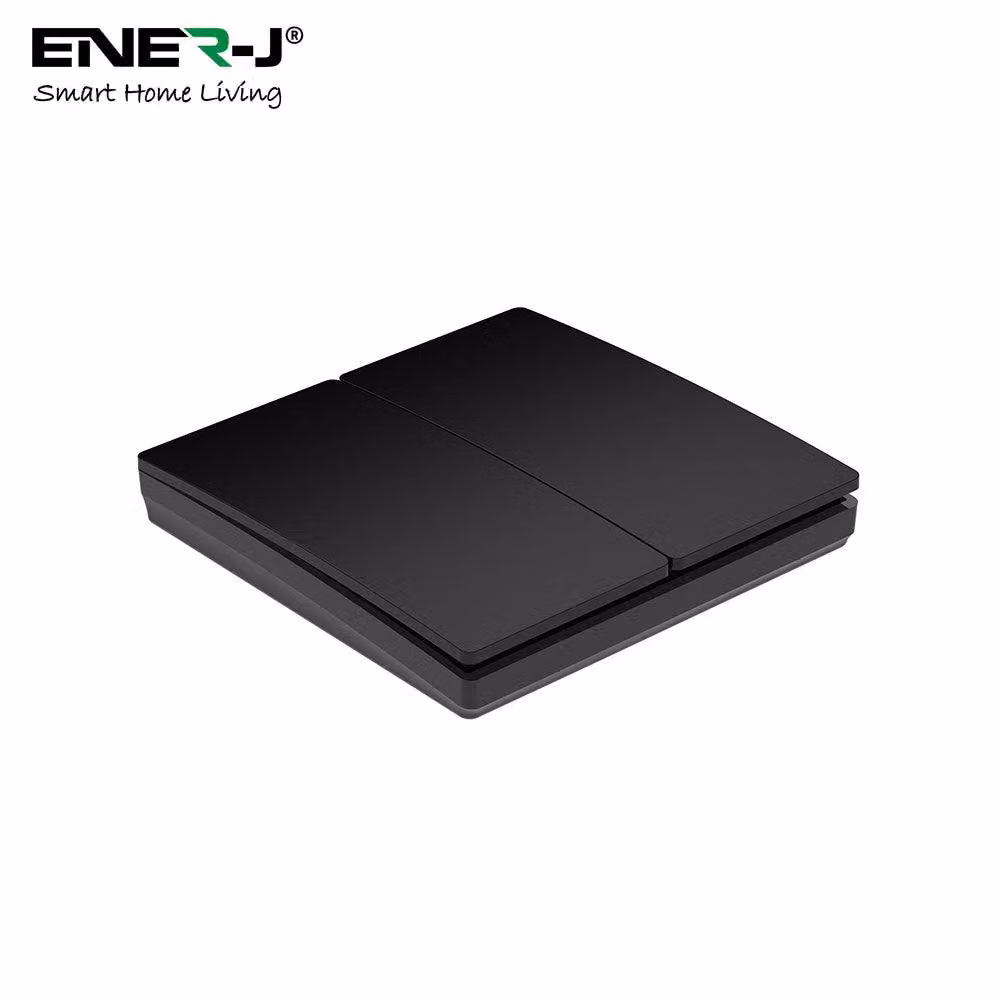 ENER-J Wireless Kinetic 2 Gang Wall Switch, Black, IP56 – 2