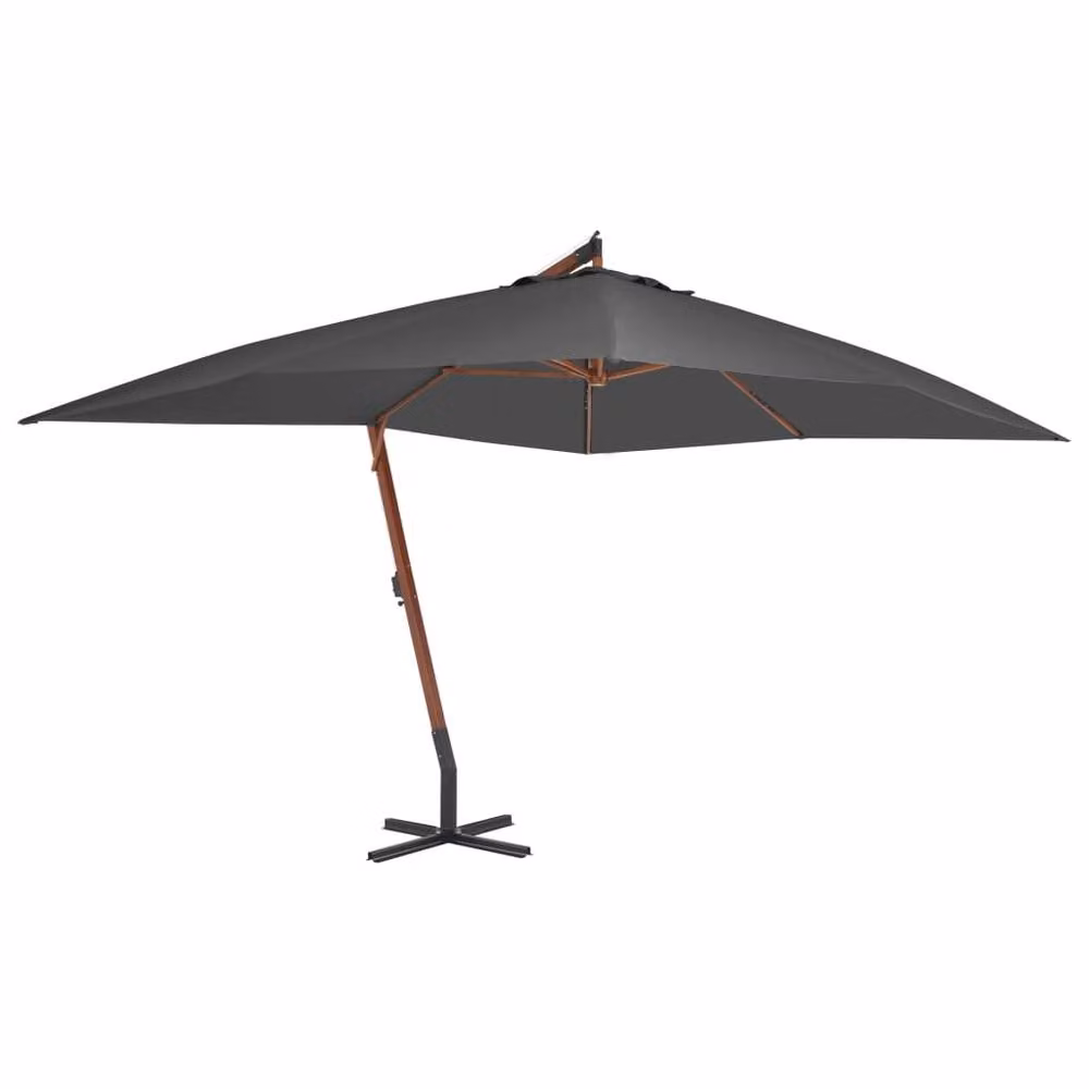 Berkfield Home Elegant Cantilever Garden Umbrella with Bamboo Pole, Anthracite, W: 400 cm, D: 300 cm, H: 285 cm – 2
