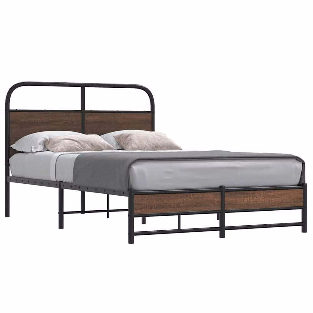 Berkfield Home Classic Bed Frame in Brown Oak, W: 140 cm, D: 190 cm – 2