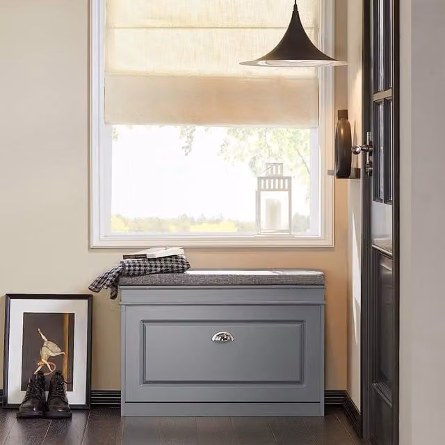 SoBuy Modern Hallway Shoe Bench with Fabric Seat Cushion in Grey