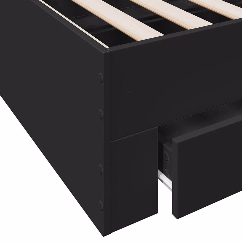 Berkfield Home Small Single Bed Frame with Drawers, Black, W: 75 cm, L: 190 cm – 5