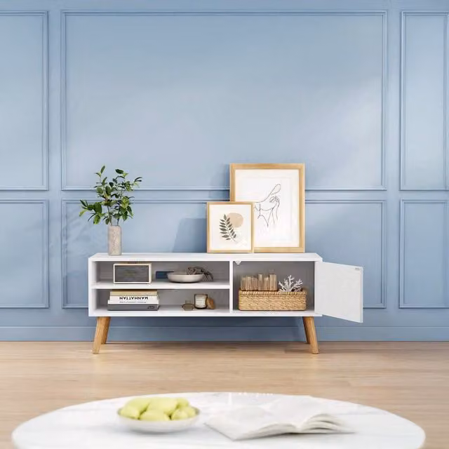 VASAGLE Modern Retro TV Stand Cabinet in White Oak Finish, W: 120 cm