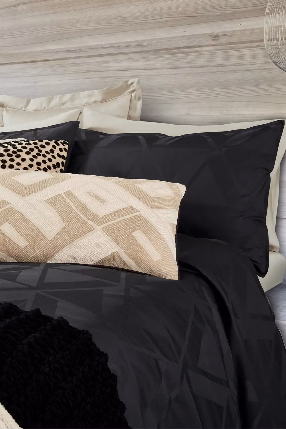 Nalu Nicole Scherzinger Kalama Jacquard Cotton Sateen Duvet Cover and Pillowcase Set, Black, W/H: 180 x 200 cm – 2