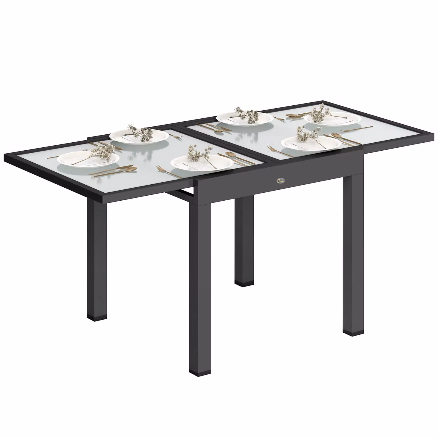 OUTSUNNY Modern Extendable Outdoor Dining Table with Transparent Glass Top – 2