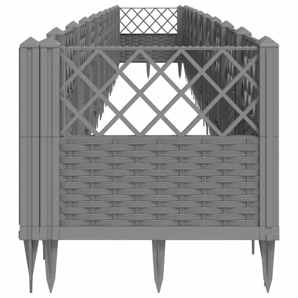 Berkfield Home Garden Planter with Pegs in Light Grey, W: 363.5 cm, D: 43.5 cm, H: 43.5 cm – 3