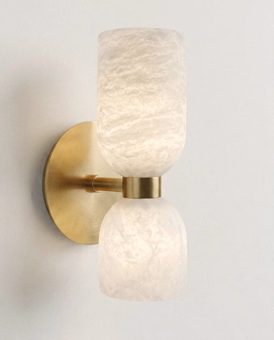Araco Lumière Frozen Velis Alabaster Wall Light in White and Gold/Brass