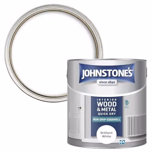 Johnstone's Interior Wood and Metal Water Based Eggshell Paint, White, 2.5 l