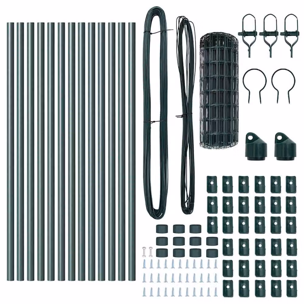 Berkfield Home Green Euro Fence with 13 Posts, Galvanised Steel, W: 25 m, H: 0.8 m – 5
