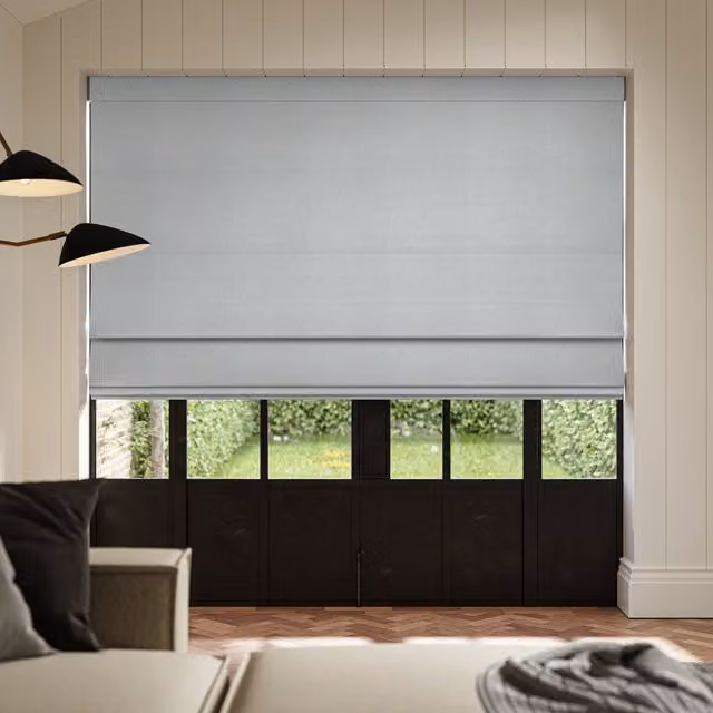 Ante Decor Lusso No Joins Made To Measure Blackout Roman Blind in Blue and Grey