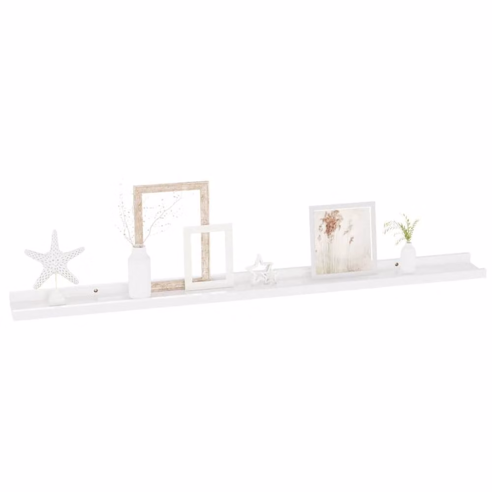 Berkfield Home Set of 4 High Gloss White Wall Mounted Shelves, W/D/H: 100 x 9 x 3 cm – 2