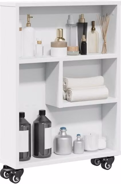 Berkfield Home Narrow Storage Trolley in White, W/D/H: 48 x 13 x 68 cm