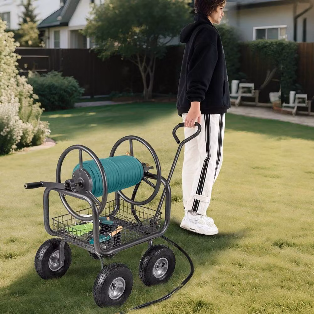 FLAVORA Portable Grey Garden Hose Cart for 90m 16mm Hose – 3