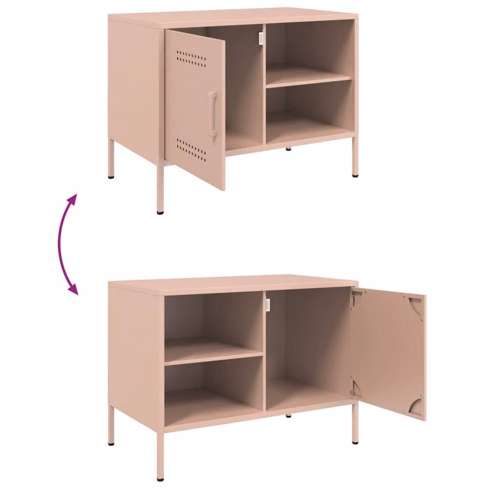 Berkfield Home Modern Pink Metal TV Cabinet W: 68 cm, D: 39 cm, H: 50.5 cm – 4