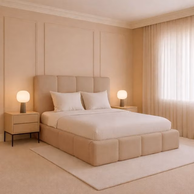 Desire Deco Monaco Plush Velvet Upholstered Bed Frame in Orange