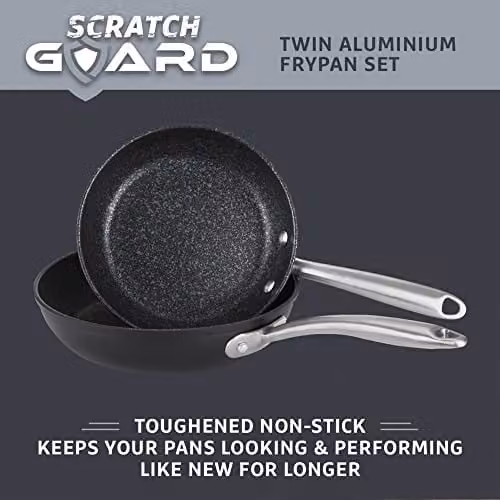 Prestige Scratch Guard Non-Stick Aluminium Frypan Twin Pack, Black, 21cm and 25cm – 2