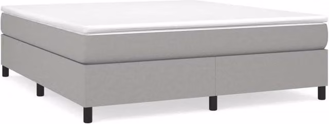Berkfield Home Upholstered Box Spring Bed Frame in Light Grey, W: 180 cm, D: 200 cm – 1