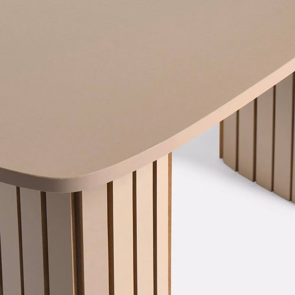 OHS Madison Ribbed Oval Coffee Table and Side Table in Natural Beige – 3