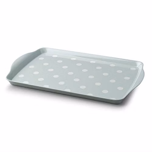 Zeal Melamine Dotty Rectangular Serving Tray with Handles, Green, W: 38 cm, D: 24 cm