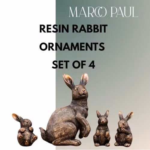 Garden Mile Set of 4 Bronze Rustic Resin Rabbit Ornaments – 3